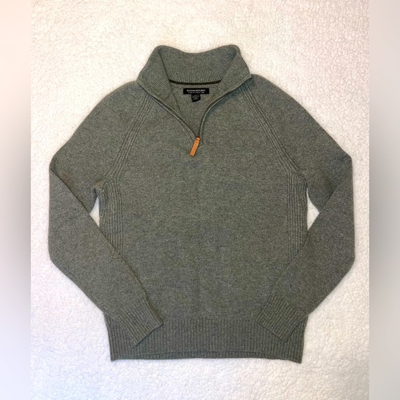 Banana Republic Italian Wool Blend Quarter Zip Heather Green Sweater Men’s Med. - Picture 1 of 7